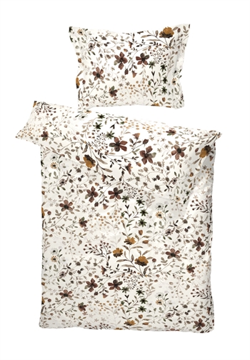 Billede af Turiform sengetøj - 140x200 cm - Tilde Beige - 100% bomuldssatin sengesæt - Blomstret sengetøj hos Shopdyner.dk